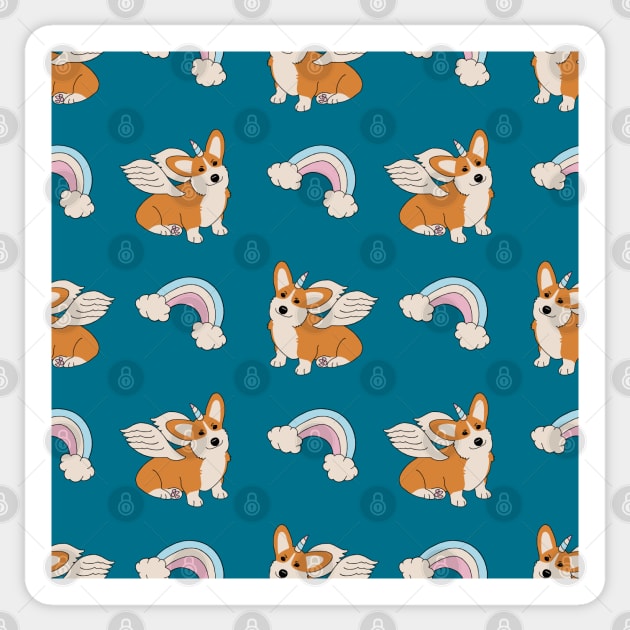 Corgi Unicorn Pattern Edit Sticker by okpinsArtDesign